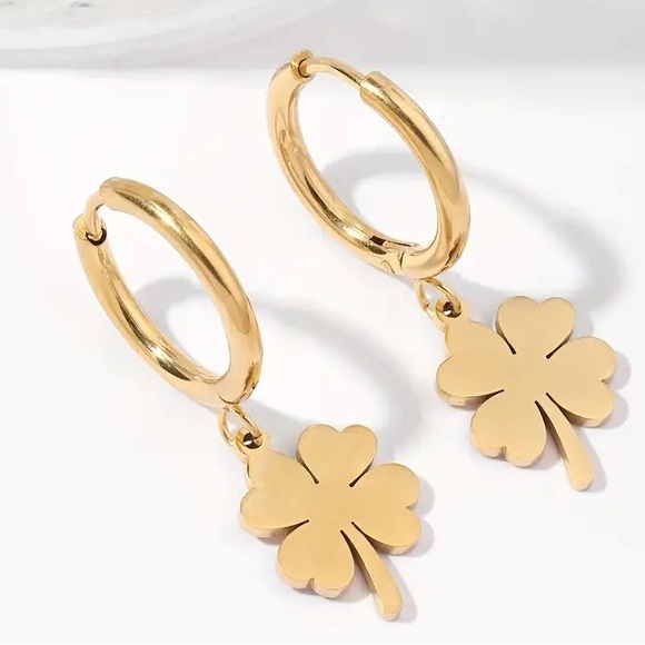 NEW Classic Clover 18K Plated Hoops Earrings Charm Earrings